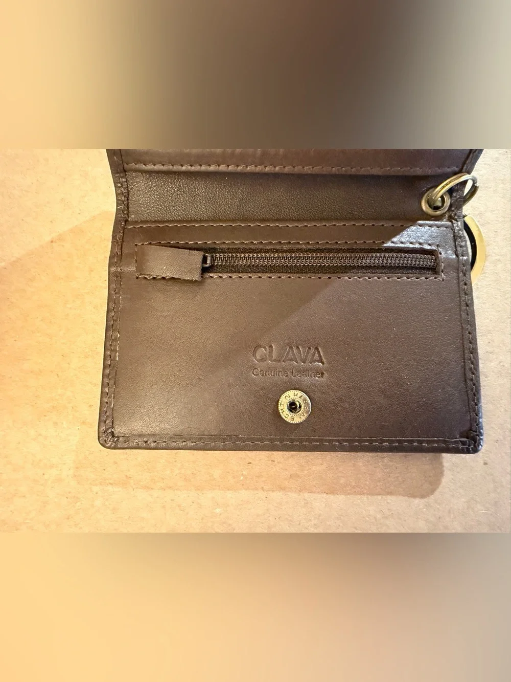 Leather Key Card Wallet - Brown CLAVA